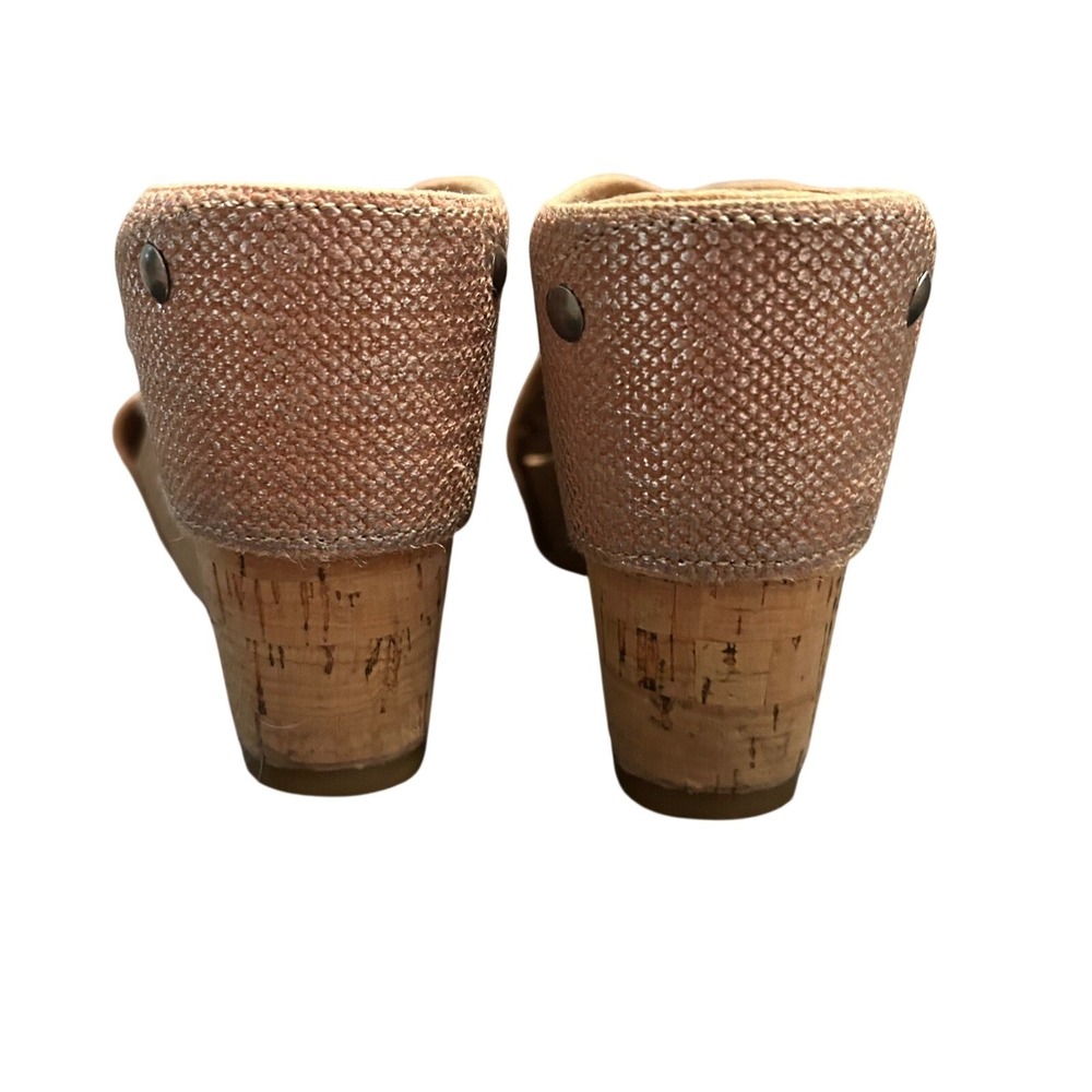 Lucky Brand Womens Rose Gold Metallic Crisscross Cork Wedge Platform Sandals - Picture 3 of 5